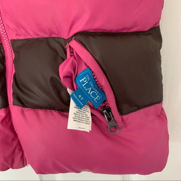 Lot of 3 Girl’s 4 Puffer Vests Children’s Place & Lands’ End Pinks / Brown EXC - Picture 4 of 15